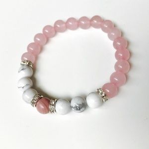 Rose quartz with howlite mala bracelet